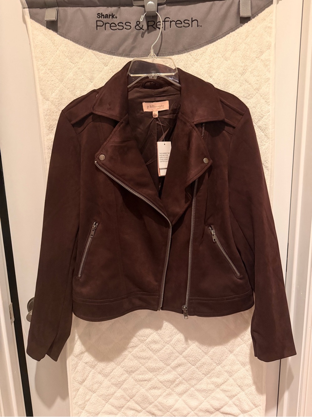 Philosophy Dark Brown Suede Moto Jacket